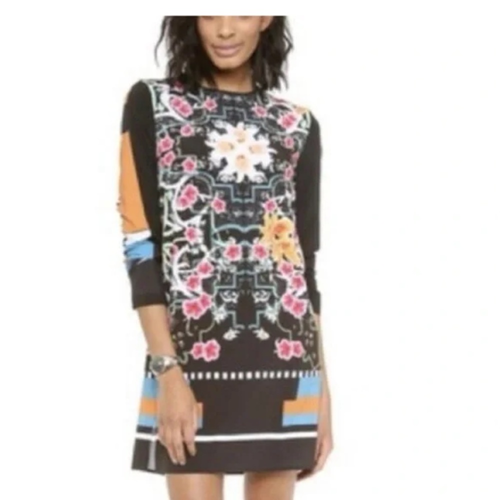 Clover Canyon Cuba Scarf Longsleeve Patterned Black Dress